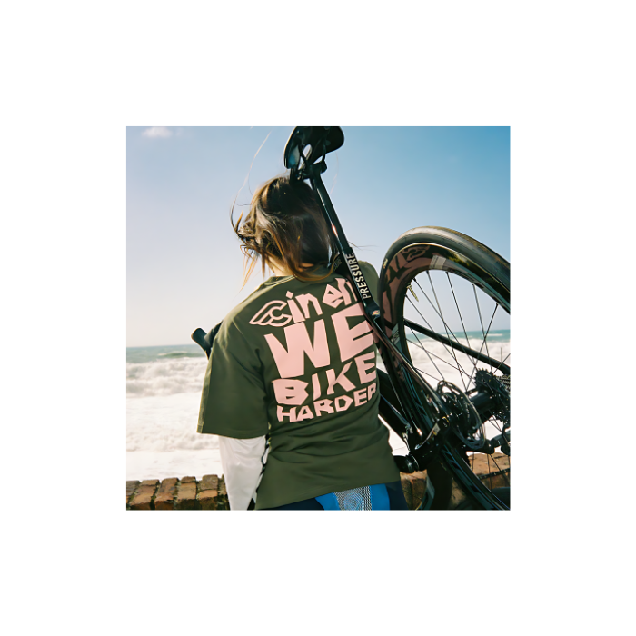 WE BIKE HARDER T-SHIRT ARMY